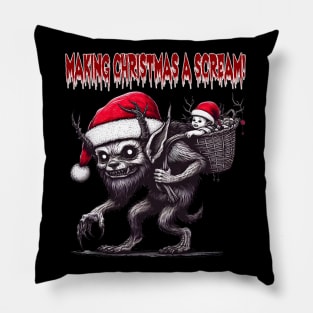 Cute and Creepy Krampus Pillow