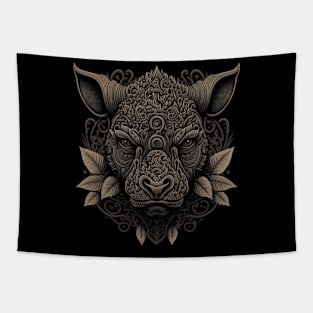 rhinoceros decorated with Javanese ornaments Tapestry