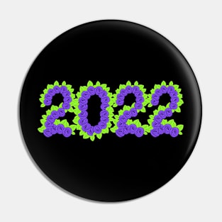 2022 formed with purple roses and green leaves Pin