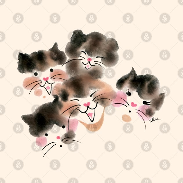 Five color cats head by juliewu