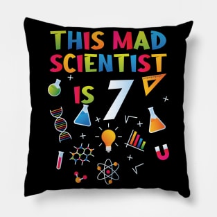 This Mad Scientist Is 7 - 7th Birthday - Science Birthday Pillow