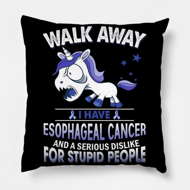 funny esophageal cancer grumpy unicorn warrior Pillow by TeesCircle