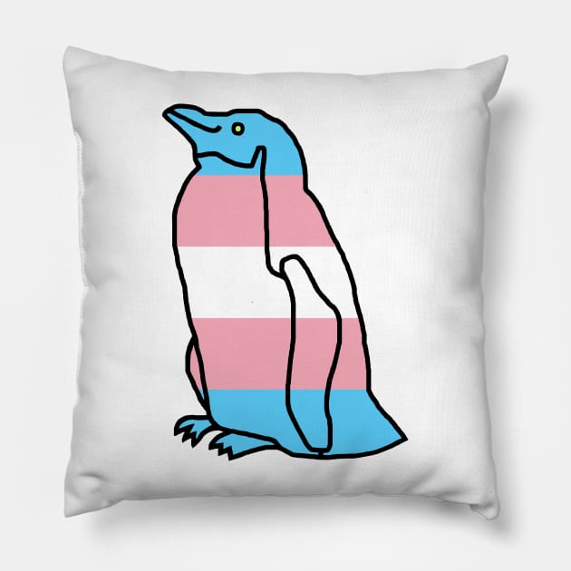 Transgender Pride Flag Penguin Pillow by ellenhenryart