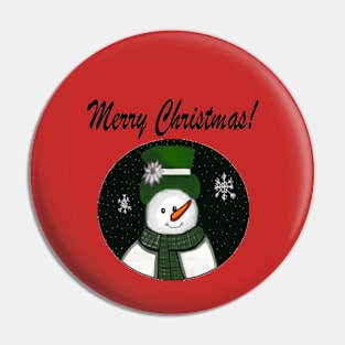 Green Snowman Merry Christmas! Pin