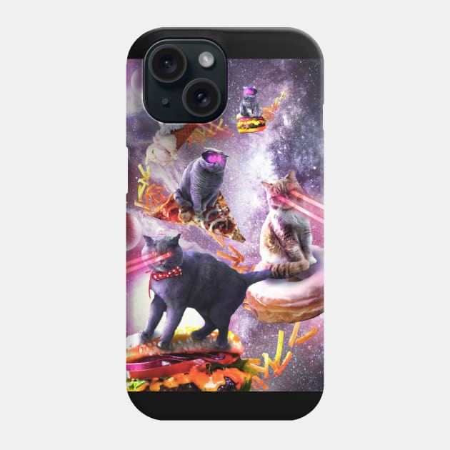 Galaxy Laser Space Cat On Burger Pizza Donut Ice Cream Phone Case by Random Galaxy