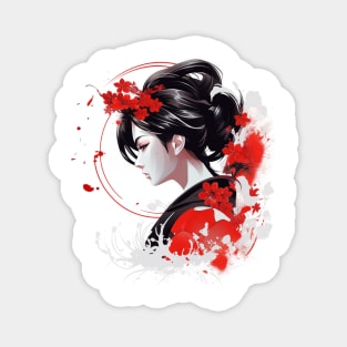 Japanese geisha in striking red Magnet