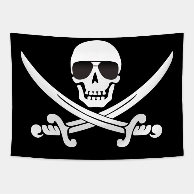 Cool Pirate Skull with Crossed Swords Tapestry by HighBrowDesigns