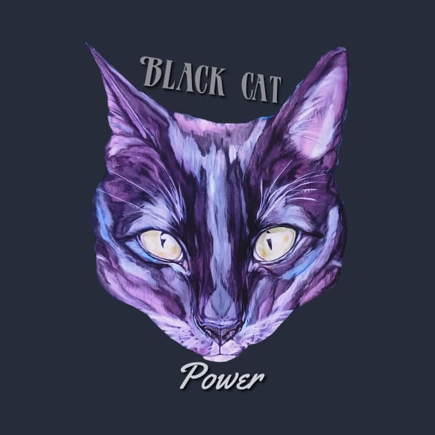 Black Cat Power Cat Face by candimoonart