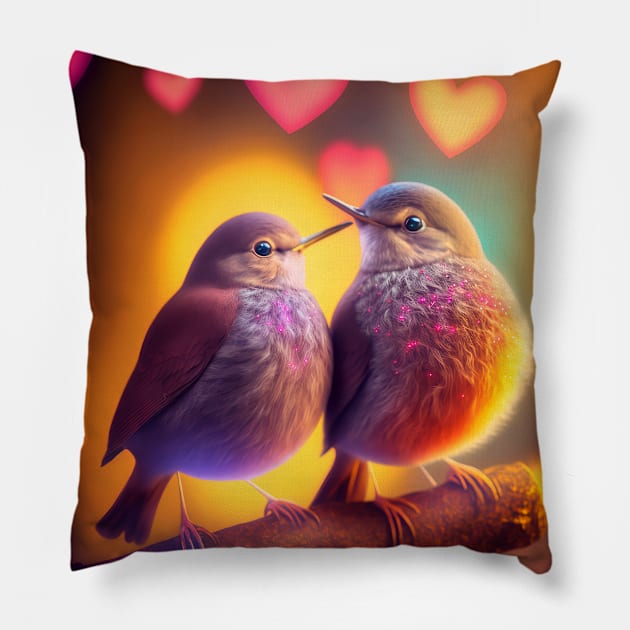 Love Birds 3 Pillow by redwitchart