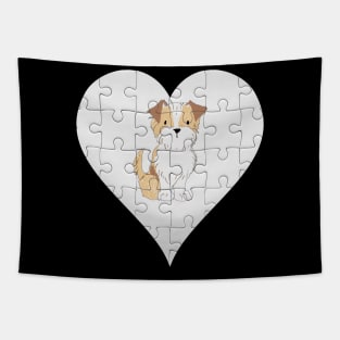 Terrier Heart Jigsaw Pieces Design - Gift for Terrier Gold White Lovers Tapestry