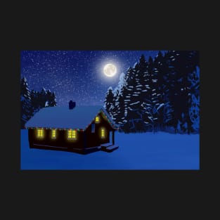 Christmas Cabin Landscape T-Shirt