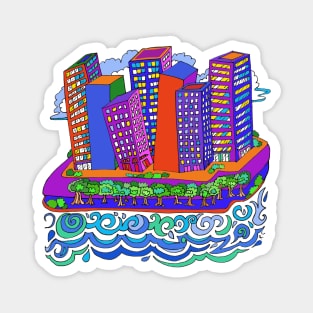 City Skyline on the Water Magnet