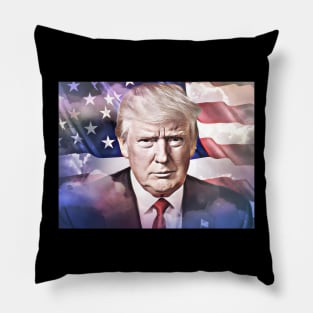 Donald Trump over the American Flag Pillow