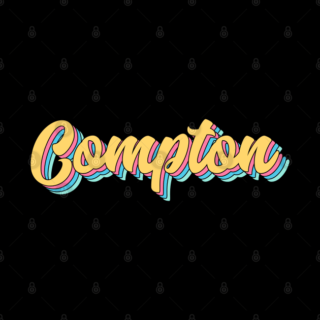 Compton California Retro Yellow Script by modeoftravel