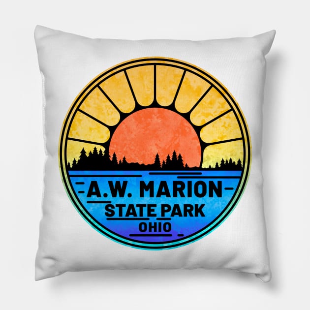 A.W Marion State Park Ohio OH Hargus Lake Pillow by TravelTime