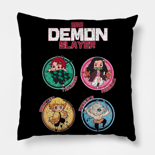 DEMON SLAYER (KIMETSU NO YAIBA): ALL CHARACTERS GRUNGE STYLE Pillow by FunGangStore