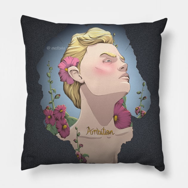 Alcea Rosea and Ambition With Background Pillow by Anastisova