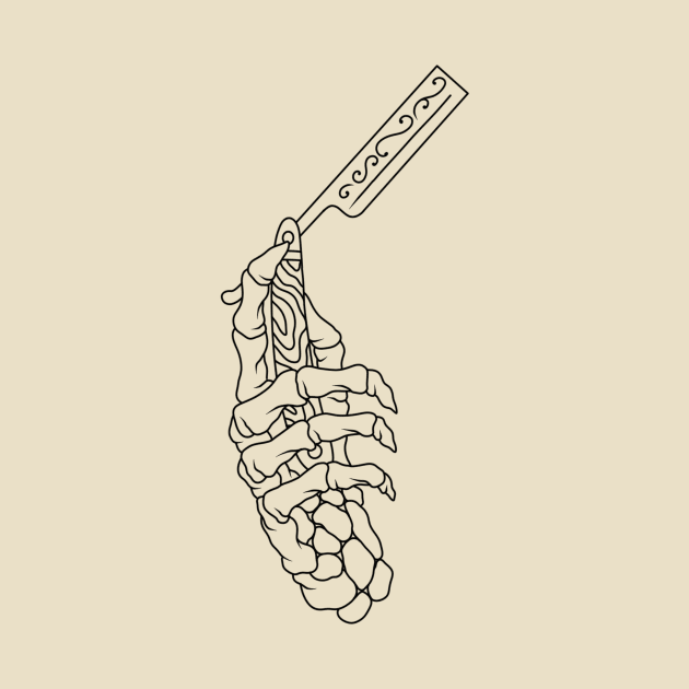 Skeleton Hand with Straight Razor by Wolfden Collective