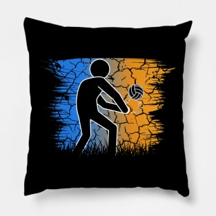 Travel back in time with beach volleyball - Retro Sunsets shirt featuring a player! Pillow