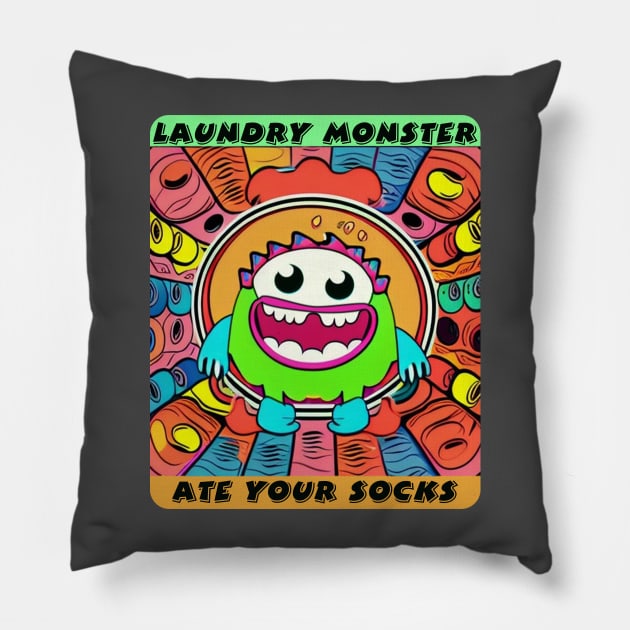 Laundry Monster Pillow by DreamsofDubai