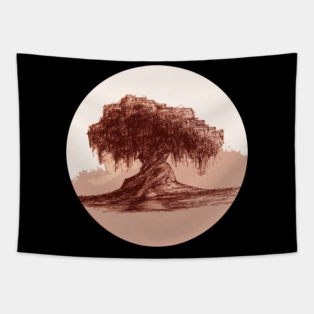 Willow Tree Red Tapestry by Zachfan1212