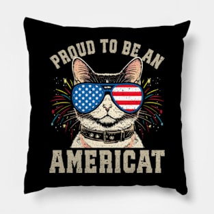 Cat US Flag Sunglasses Proud To Be An Americat Pillow