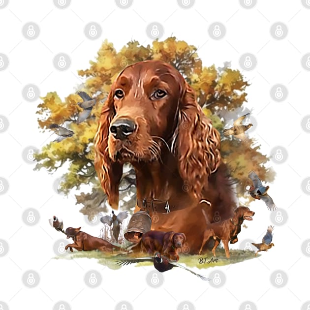 Irish Setter by German Wirehaired Pointer 
