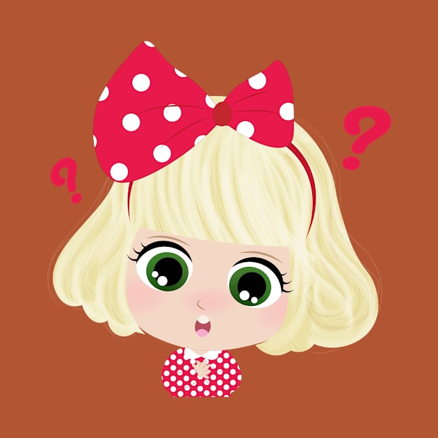 Cute Little Girl With Red Bo by Phat Design