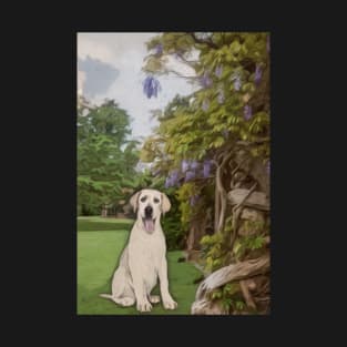 Sweet Labrador In Garden Artwork T-Shirt