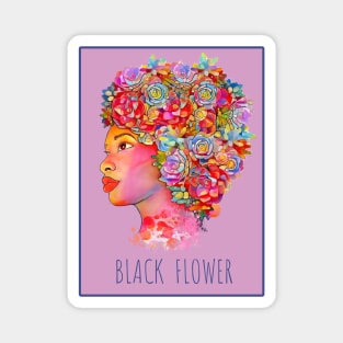 Black girl with floral hair, black lives matter, african american Magnet