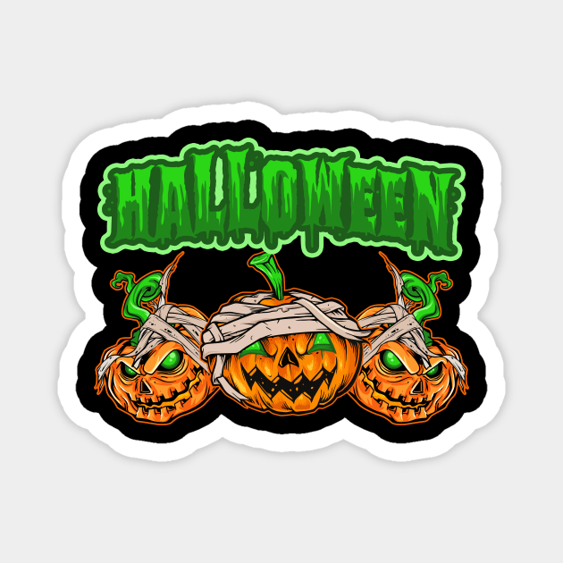 Halloween Zombie Pumpkins Scary Green-Eyed Magnet by PaulAksenov