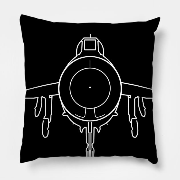 English Electric Lightning fighter aircraft outline graphic (white) Pillow by soitwouldseem