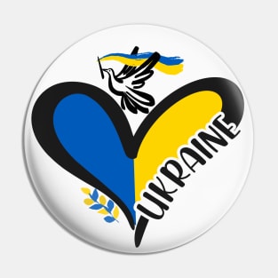 Ukrainian heart and dove of peace Pin