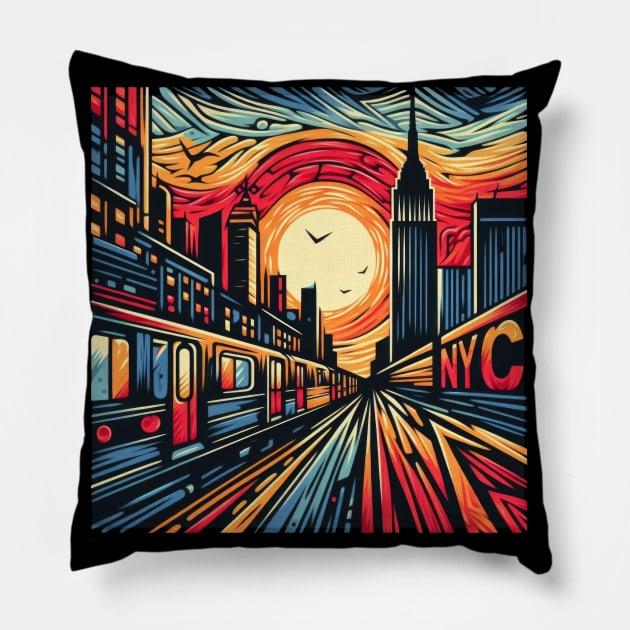 New York Subway NYC Subway Train Pillow by Nysa Design