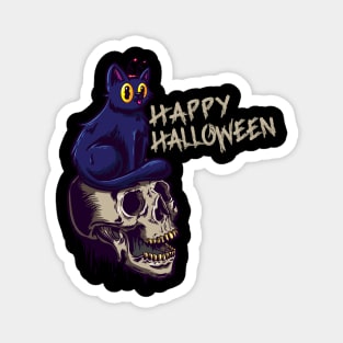 Happy Halloween Cat with Skull Costumes Magnet