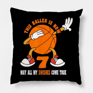 7 Year Old Happy 7Th Birthday Basketball 7Th Birthday Pillow