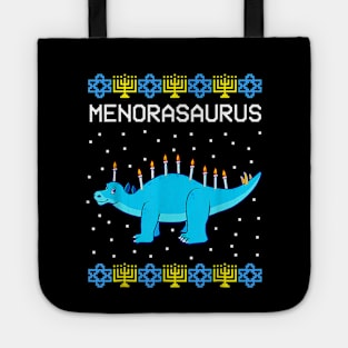 Menorasaurus Rex T Rex Dinosaur Hanukkah Gift for Boys Tote