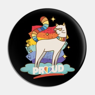 Cat Proud Rainbow Flag LGBT Pin