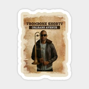 Vintage Old Paper 80s Style Trombone Shorty /// ORLEANS AVENUE Magnet