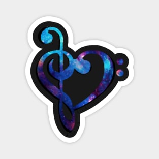 Music Clef Heart Galaxy Dark Blue and Purple Magnet