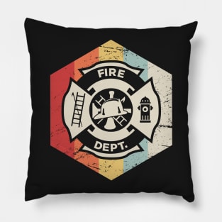 Retro Vintage Fire Department Icon Pillow