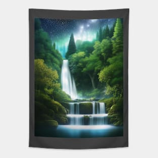 starry sky above a waterfall Tapestry