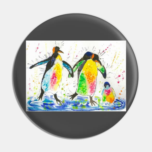 A family of Colourful Penguins Pin by Casimirasquirkyart
