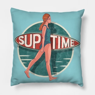 Standup Paddle Board Retro Vintage Gift Pillow