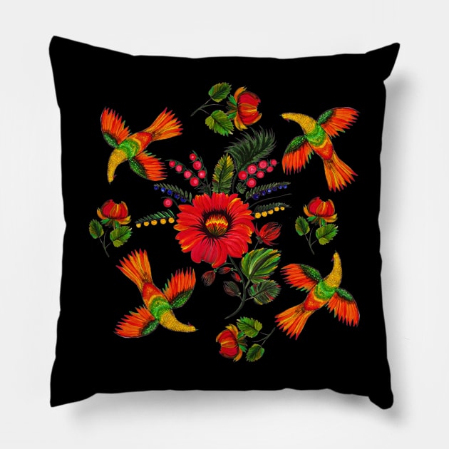 Ukrainian traditional print. Petrykivka painting. Pillow by Motanka