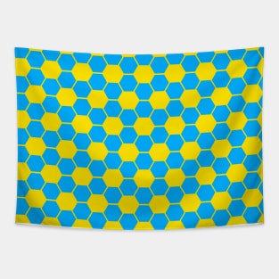 Football / Soccer Ball Texture Pattern - Yellow - Blue Tones Tapestry