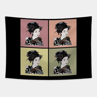 Vintage Geisha Japanese Retro Art Colorful Pop Art 464 Tapestry