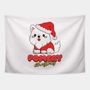 Merry Christmas pomeranian dog pom pomerian typography | Morcaworks Tapestry