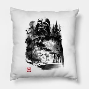 Dark Lord in the snow planet sumi e Pillow