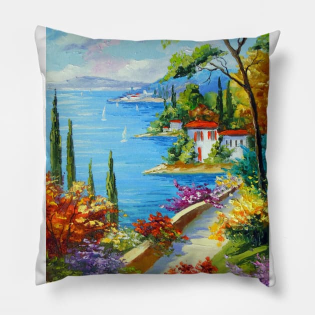 Sunny beach by the sea Pillow by OLHADARCHUKART